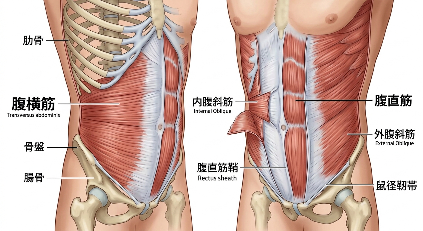 腹横筋はコルセット腰痛予防はこっちを鍛える